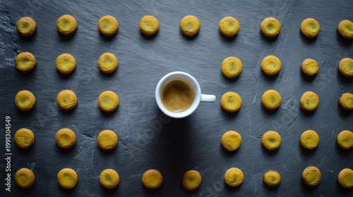 Coffee and Donuts on Dark Background.
