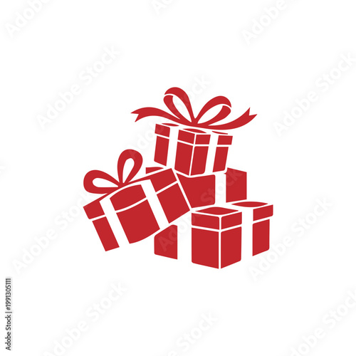 red gift box with ribbon and bow.