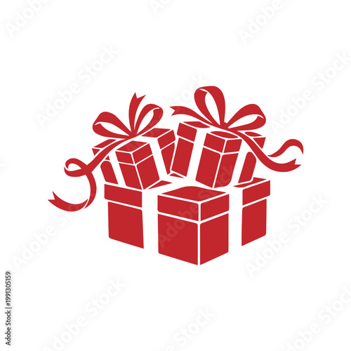 red gift box with ribbon and bow.