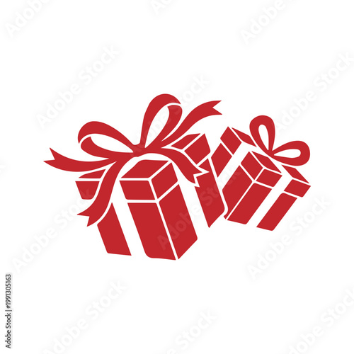 red gift box with ribbon and bow.