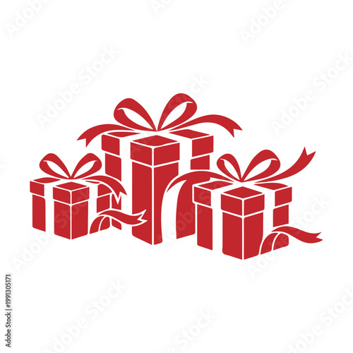 red gift box with ribbon and bow.