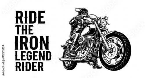 Motorcycle Rider on a Chopper Motorcycle.