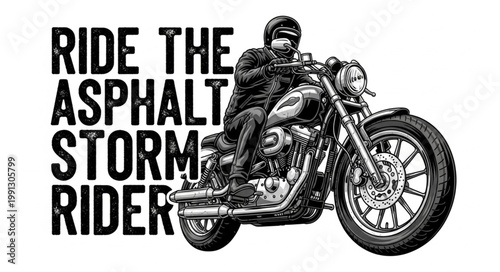 Motorcycle Rider on Asphalt Road.