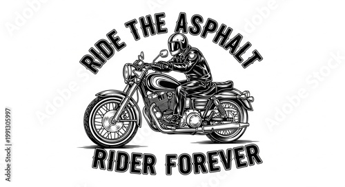 Motorcycle Rider on Asphalt.