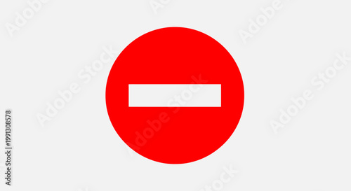 Red prohibition sign with white horizontal bar, no entry symbol, isolated on white background