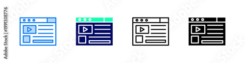 Web Content Multiple Style Icon Set Vector 