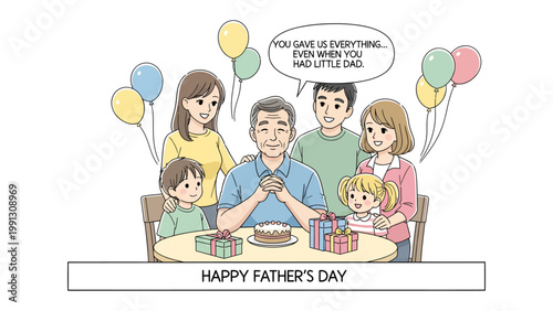 Family Father's Day Celebration: A heartwarming scene unfolds as a family gathers to celebrate Father's Day, the animated image showcases the love and appreciation shared among generations.