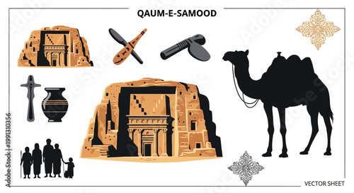 Qaum-e-Samood monuments and silhouettes define this historical.