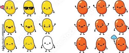 Cute potato cartoon character collection with funny expressions kawaii vegetable vector illustration set of adorable food mascots