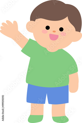 Boy Child Waving Character