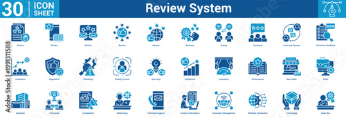Review System editable icon set containing business with icon of Review, Review, Review, Review, Review, Reviewer, Rating, Comment, Customer Review, Customer Feedback, Evaluation, Reputation, Reliabi.