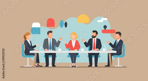 Business People in Meeting Discussion.