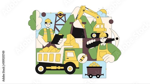 Animation of Gold Mine Vector Illustration