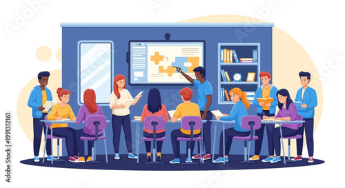 Students in a classroom setting.