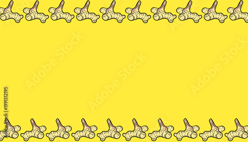 Galangal Pattern. Handdrawn Root Illustration. Botanical Spice Background. for Packaging Textile Design