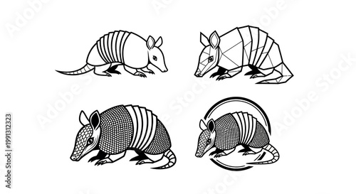 Armadillo Illustrations - A Collection of Four Unique Designs.