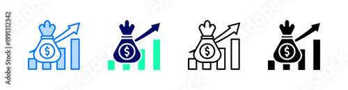 Profitability Multiple Style Icon Set Vector 