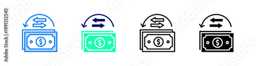 Repayment Multiple Style Icon Set Vector 