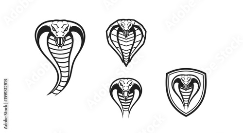 Cobra Head Vector Illustrations - Striking Serpent Designs for Various Applications.