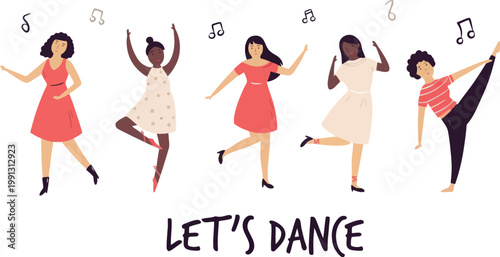 A group of happy women dancing together in a lively and carefree atmosphere