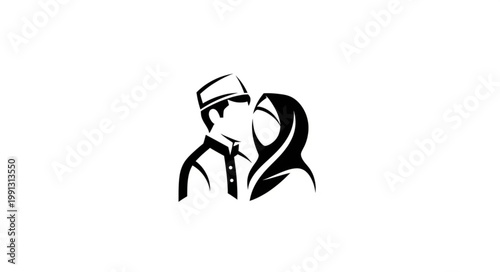 Muslim Couple Silhouette - A Symbol of Love and Faith.