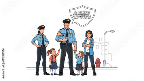 Happy Mother's Day and Law Enforcement: A poignant scene unfolds as law enforcement officers, symbolizing protection and service, stand with mothers and children.