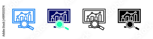 Monitoring Multiple Style Icon Set Vector 