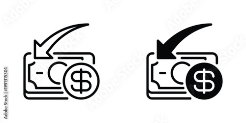 Expense Vector Line Icon for Finance and Budgeting