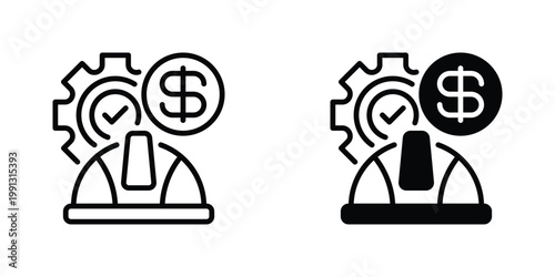 Labor Cost Vector Line Icon for Finance and Management