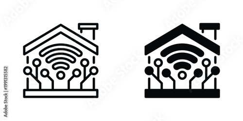 Smart House Vector Line Icon for UI and Web Design