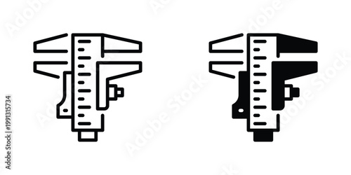 Caliper Vector Line Icon for engineering and measurement