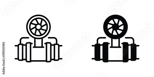 Pipeline Valve Vector Line Icon for oil and gas industry