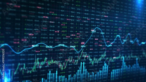 Financial Stock Chart Market Analysis Data Visualization financial data trends, price movement, analytics indicators. trading visuals, investment strategies, economic reports, fintech presentations.