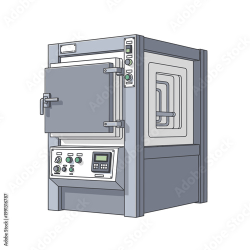 Industrial Kiln Furnace with Digital Control Panel - Illustration