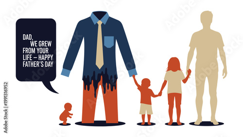 Father's Day Illustration: A touching illustration portraying the growth and evolution of a father-child bond, celebrating the essence of Father's Day.