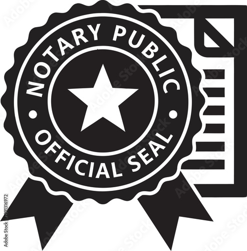 Notary public official seal stamp vector illustration