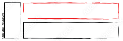 Hand drawn doodle grunge square highlights. Charcoal pen rectangle borders. Ink empty black boxes set. Rectangle borders collections. Rubber square stamp imprint. Vector illustration. EPS 10 .