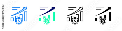 Profit Multiple Style Icon Set Vector 