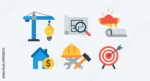 Business icons for finance and industry.