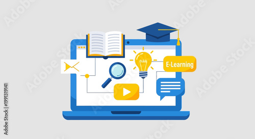 E learning education online course laptop.