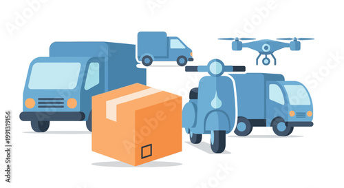 Delivery vehicles and package logistics.
