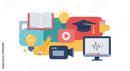 Education Technology Learning Concept Icons.