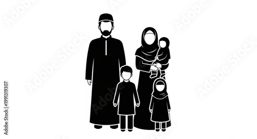 Muslim Family Portrait - A Representation of Islamic Values and Unity.