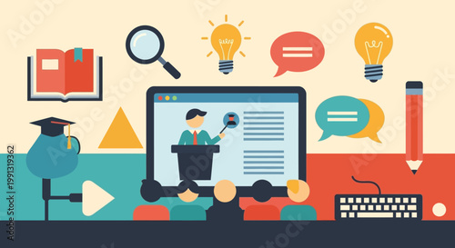 People sitting around computer screen learning.