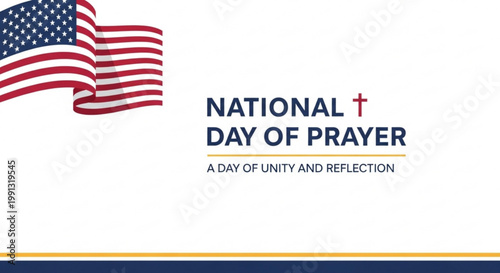 National Day of Prayer graphic with American flag and cross representing unity and reflection for religious observance