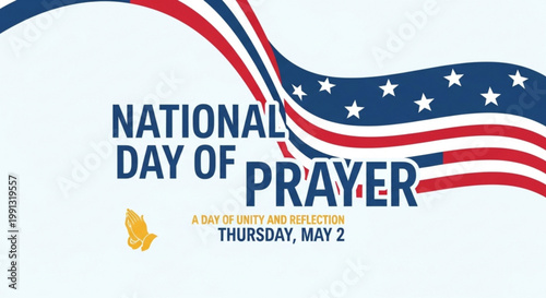 National Day of Prayer graphic with American flag and praying hands icon a day of unity and reflection for spiritual observance