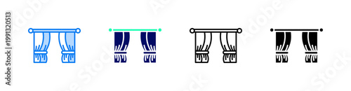Curtain Multiple Style Icon Set Vector 