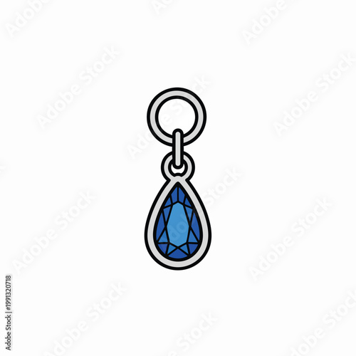 Elegant Teardrop Pendant Necklace Featuring Blue Gemstone on a Delicate Chain