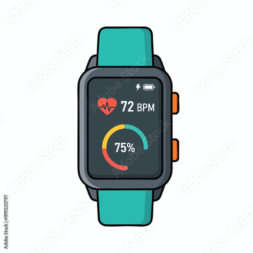 Modern Fitness Smartwatch Displaying Heart Rate and Activity Data for Active Lifestyle