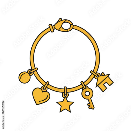 Stylish Jewelry Bracelet with Heart Star and Key Charms for Women and Fashion Accessories